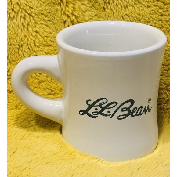 L. L. Bean Cursive Logo White Ceramic Heavy Diner Style Restaurant Mug - Picture 1 of 6